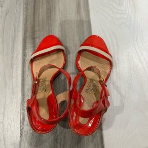 Salvatore Ferragamo Red Strappy Heels. 7.5